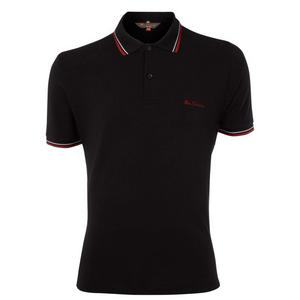 Classic Ben Sherman Mod Retro Tipped Pique Polo Shirt Black Preview